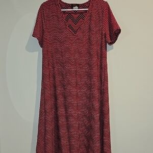 Espresso Pink and Black A-line Midi Dress